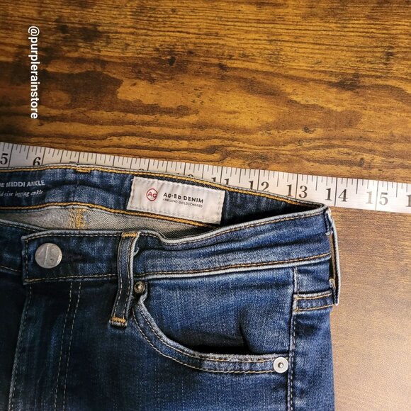 AG Adriano Goldschmied Jeans 27 R Middi Ankle Mid Rise Legging Medium Dark Wash - Picture 7 of 12